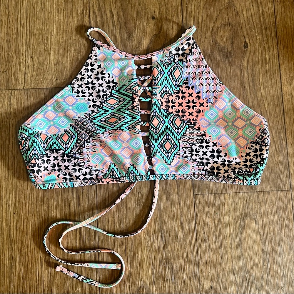 Colorful Geometric Print Halter Top